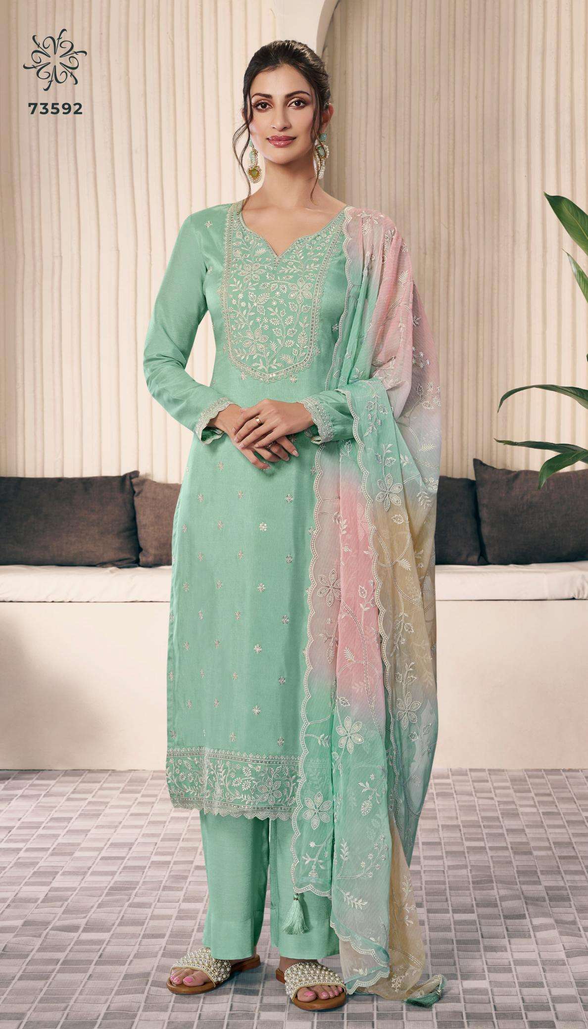 Vinay kuleesh ombre moonga Pakistani lawn suits online in Bangalore