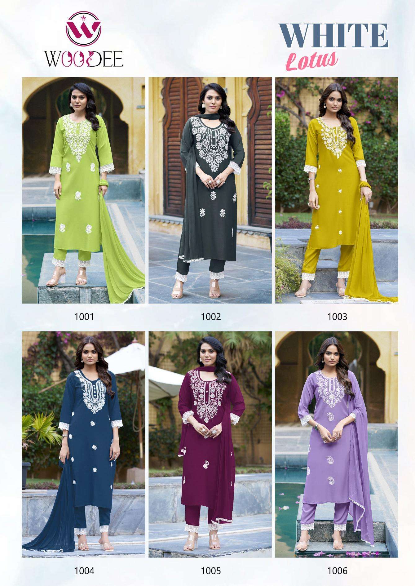 Woodee white lotus Kurti suppliers in Kolkata