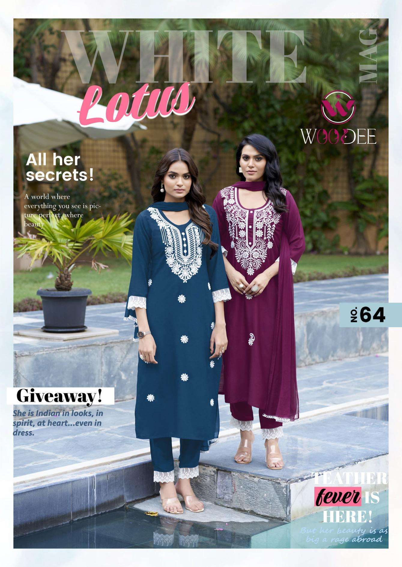 Woodee white lotus Kurti suppliers in Kolkata