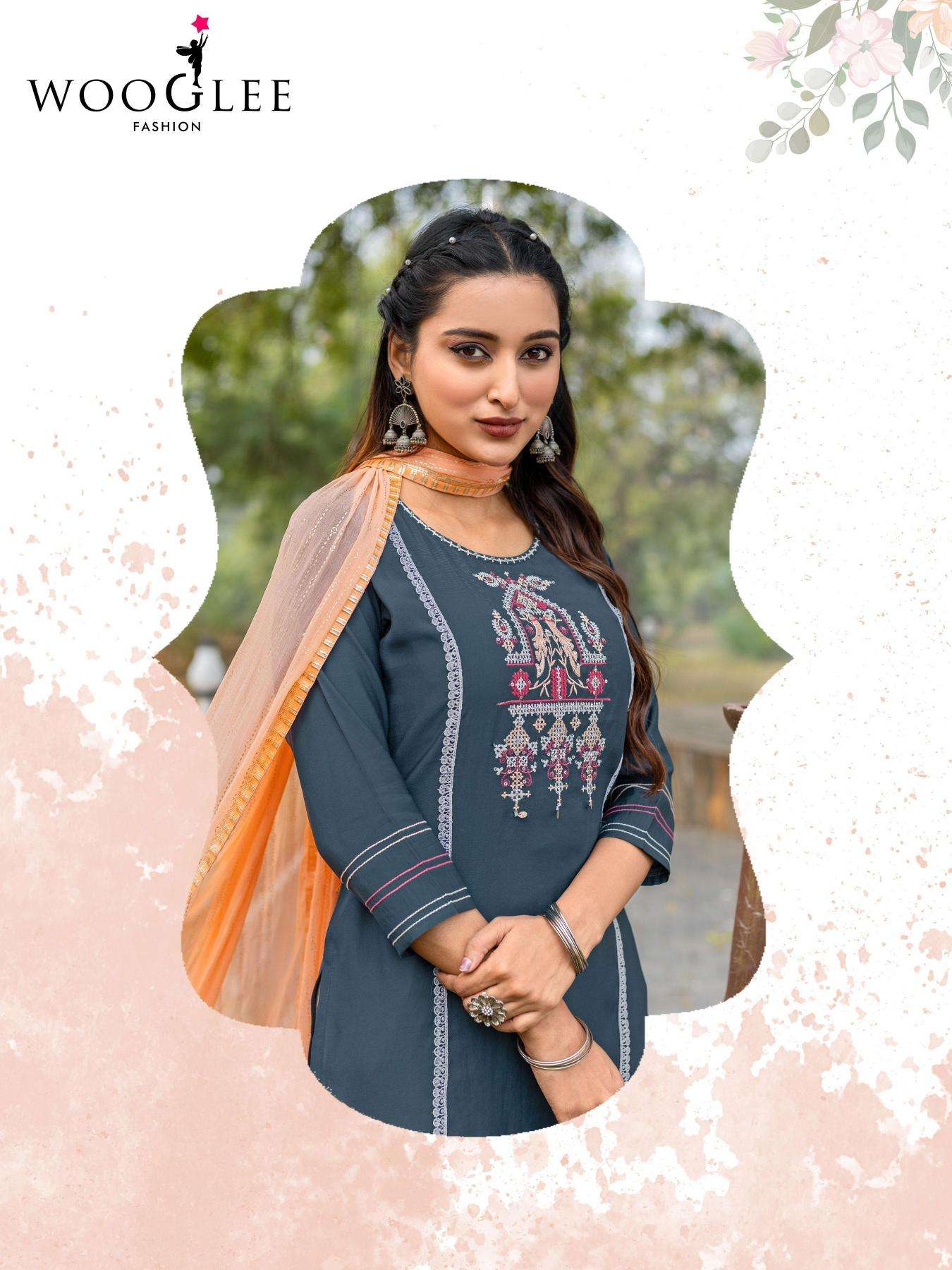 Wooglee moksha catalogue kurtis manufacturers in surat