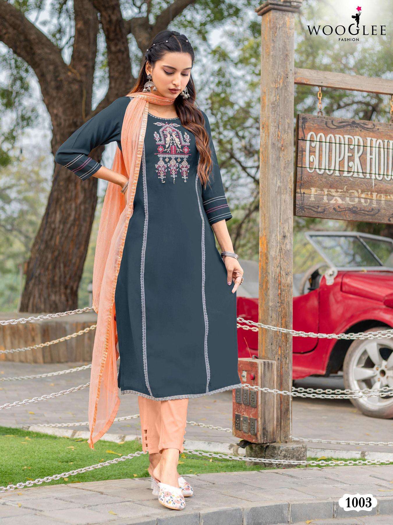 Wooglee moksha catalogue kurtis manufacturers in surat
