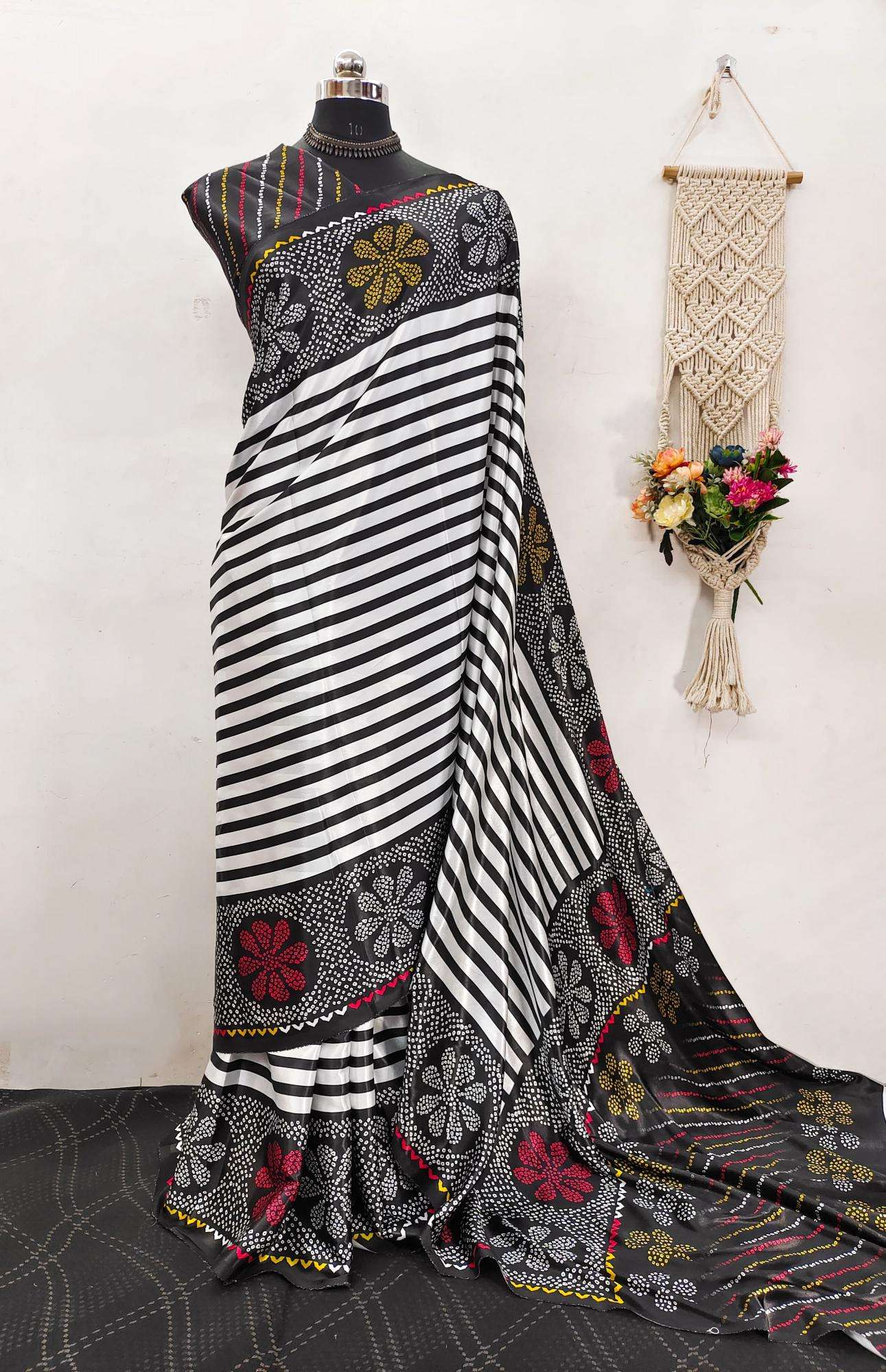 Ajrakh printed semi gajji Fancy saree wholesale in Kolkata