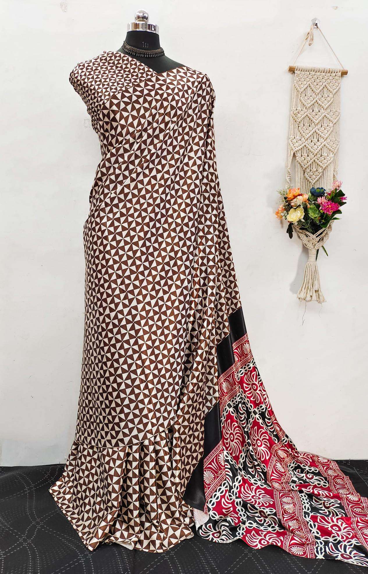 Ajrakh printed semi gajji Fancy saree wholesale in Kolkata
