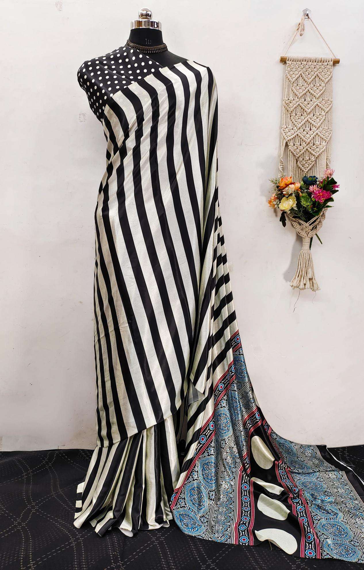 Ajrakh printed semi gajji Fancy saree wholesale in Kolkata