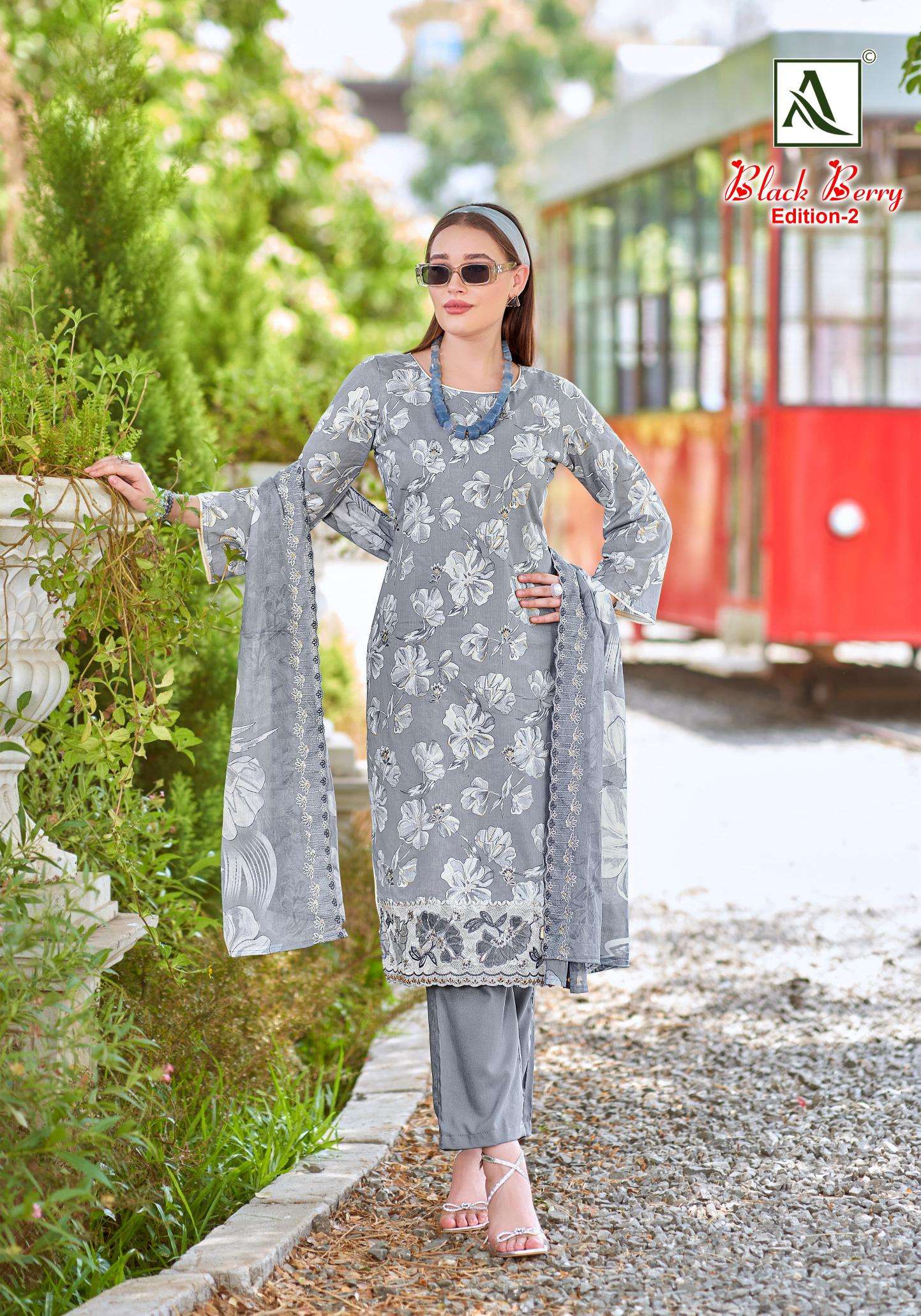 Alok suit black berry 2 Dress material manufacturers in Hyderabad