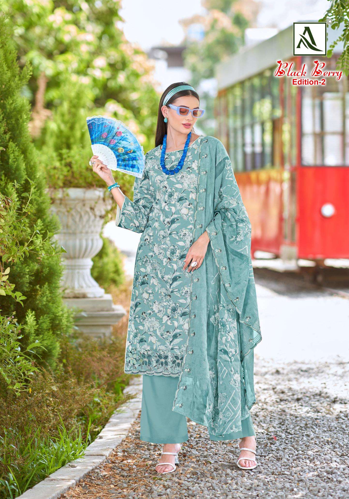 Alok suit black berry 2 Dress material manufacturers in Hyderabad