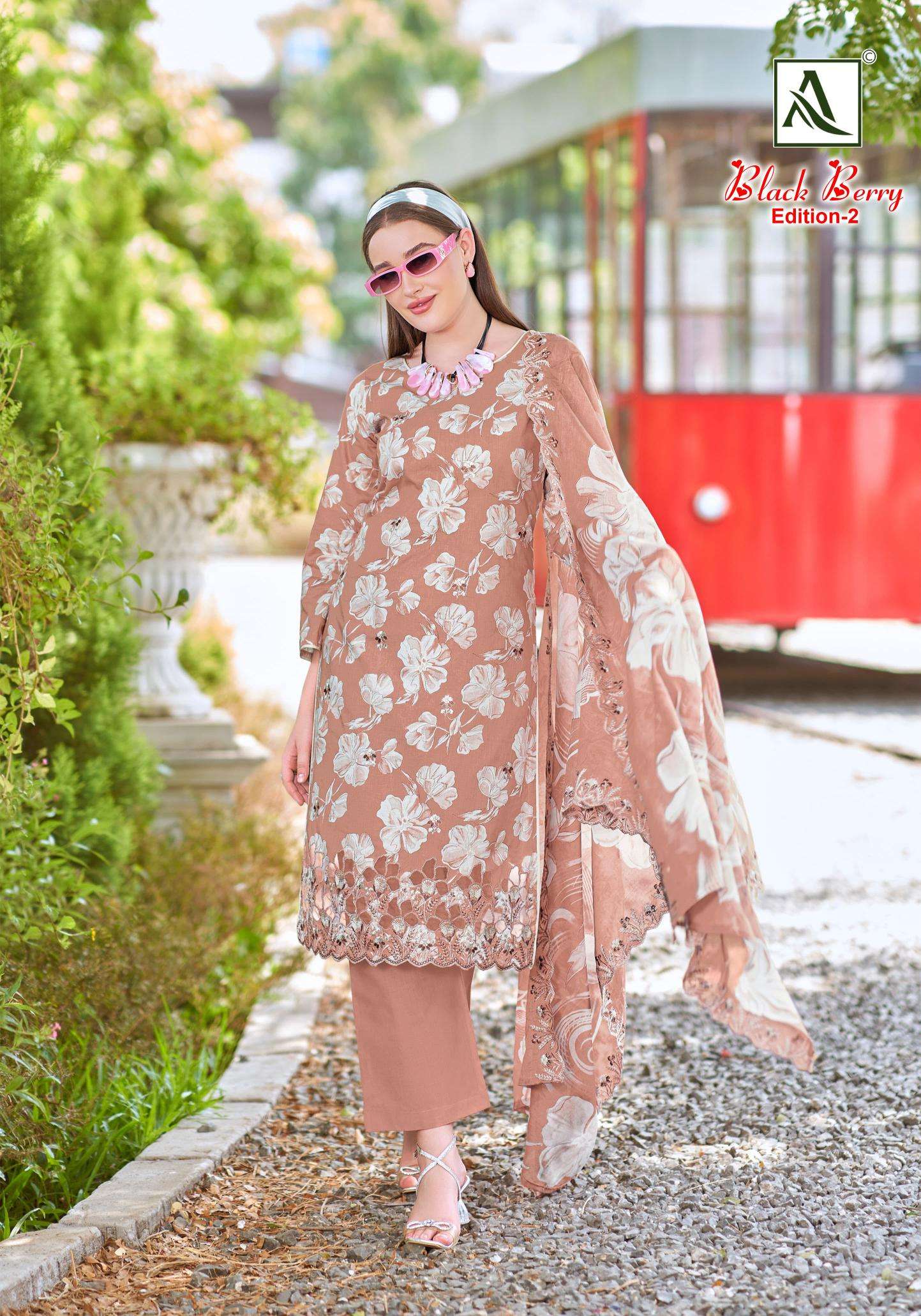Alok suit black berry 2 Dress material manufacturers in Hyderabad