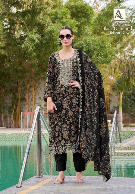 Alok suit black diamond 10 Wholesale dress materials supplier