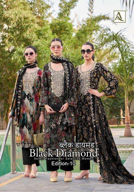 Alok suit black diamond 10 Wholesale dress materials supplier