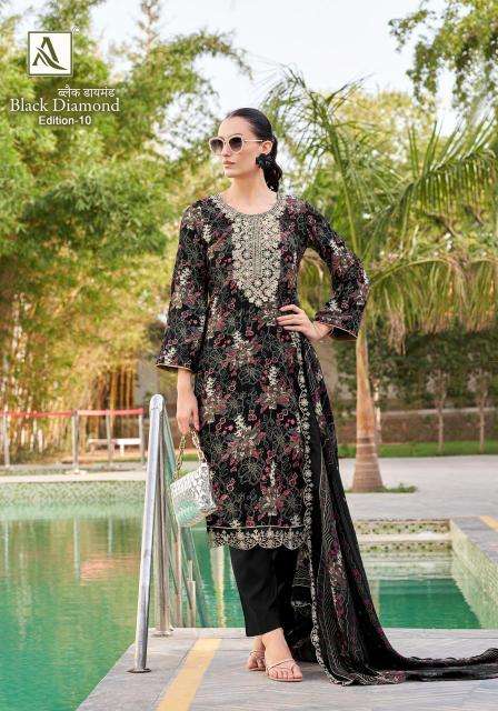 Alok suit black diamond 10 Wholesale dress materials supplier
