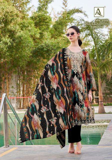 Alok suit black diamond 10 Wholesale dress materials supplier