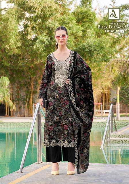 Alok suit black diamond 10 Wholesale dress materials supplier