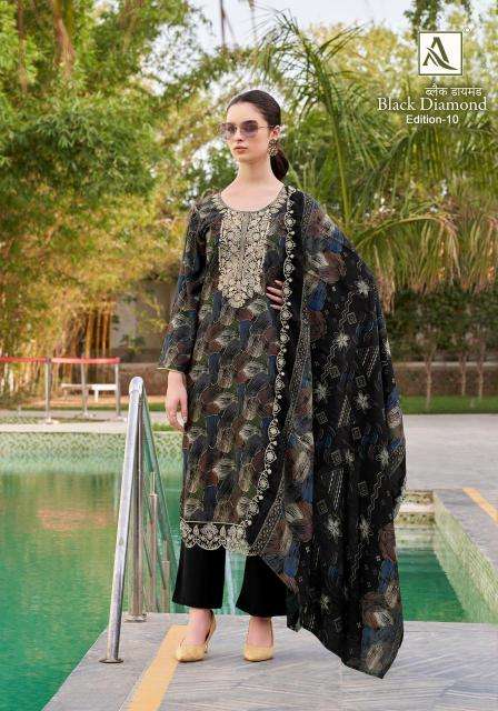 Alok suit black diamond 10 Wholesale dress materials supplier