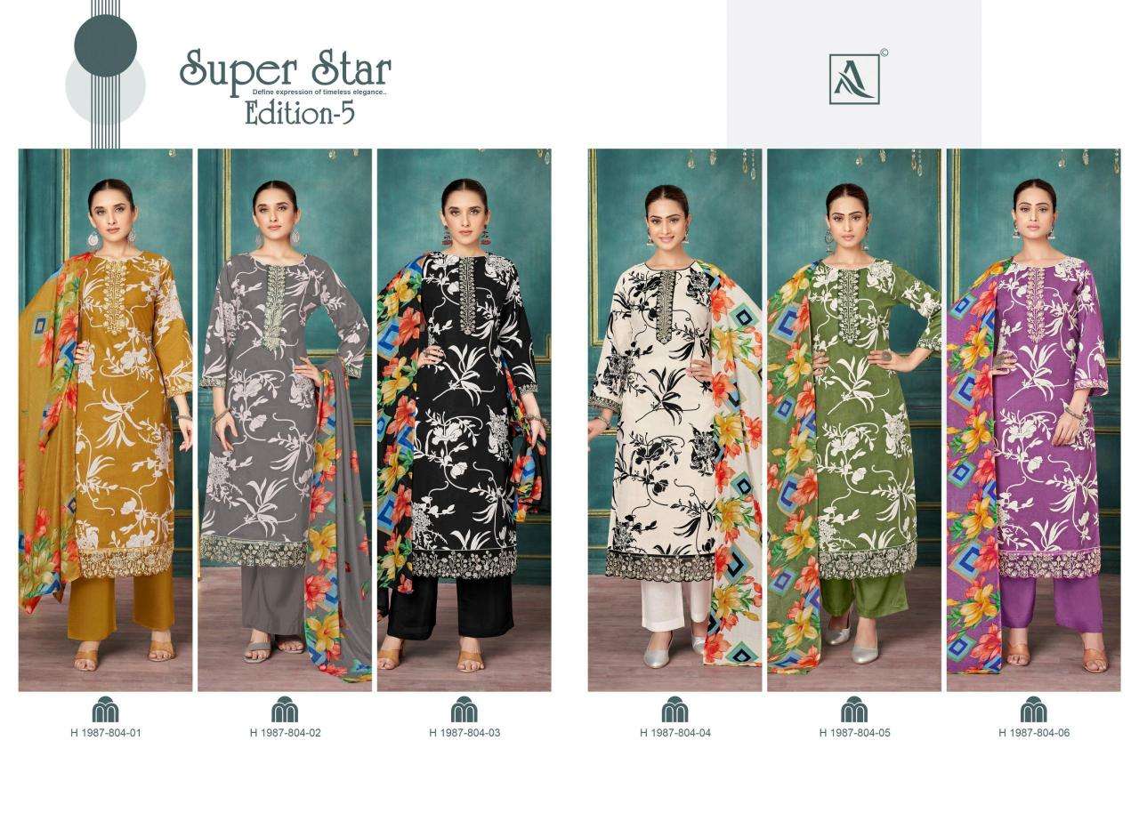 Alok suit super star 5 Unstitched dress materials wholesale