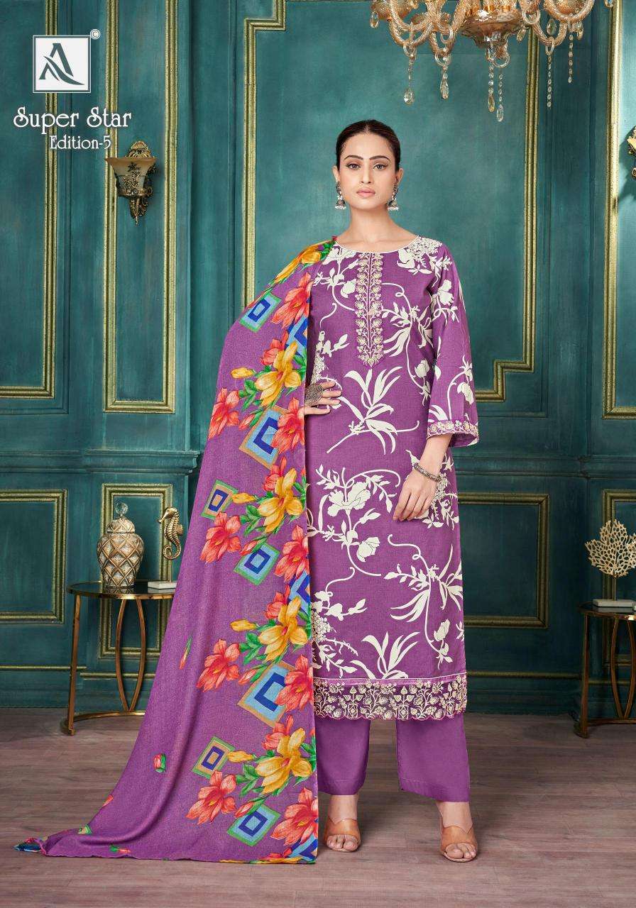 Alok suit super star 5 Unstitched dress materials wholesale
