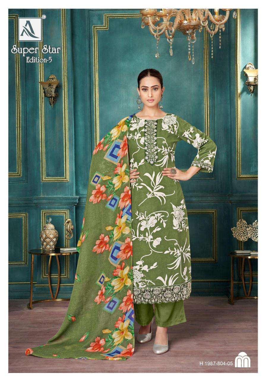 Alok suit super star 5 Unstitched dress materials wholesale