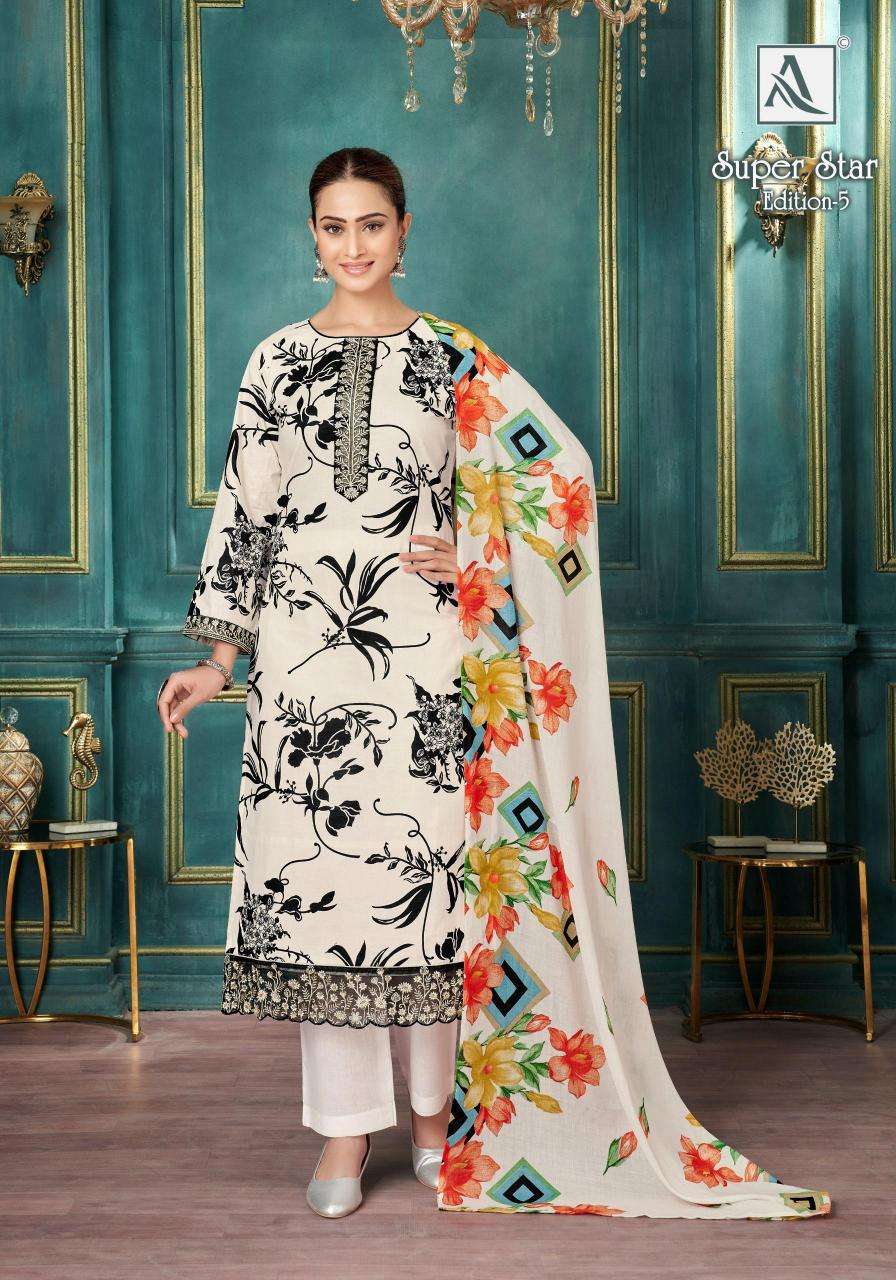 Alok suit super star 5 Unstitched dress materials wholesale