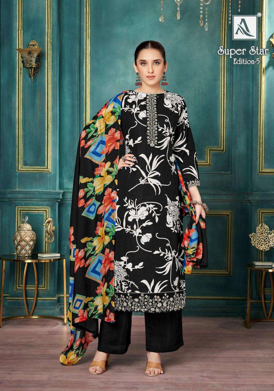 Alok suit super star 5 Unstitched dress materials wholesale