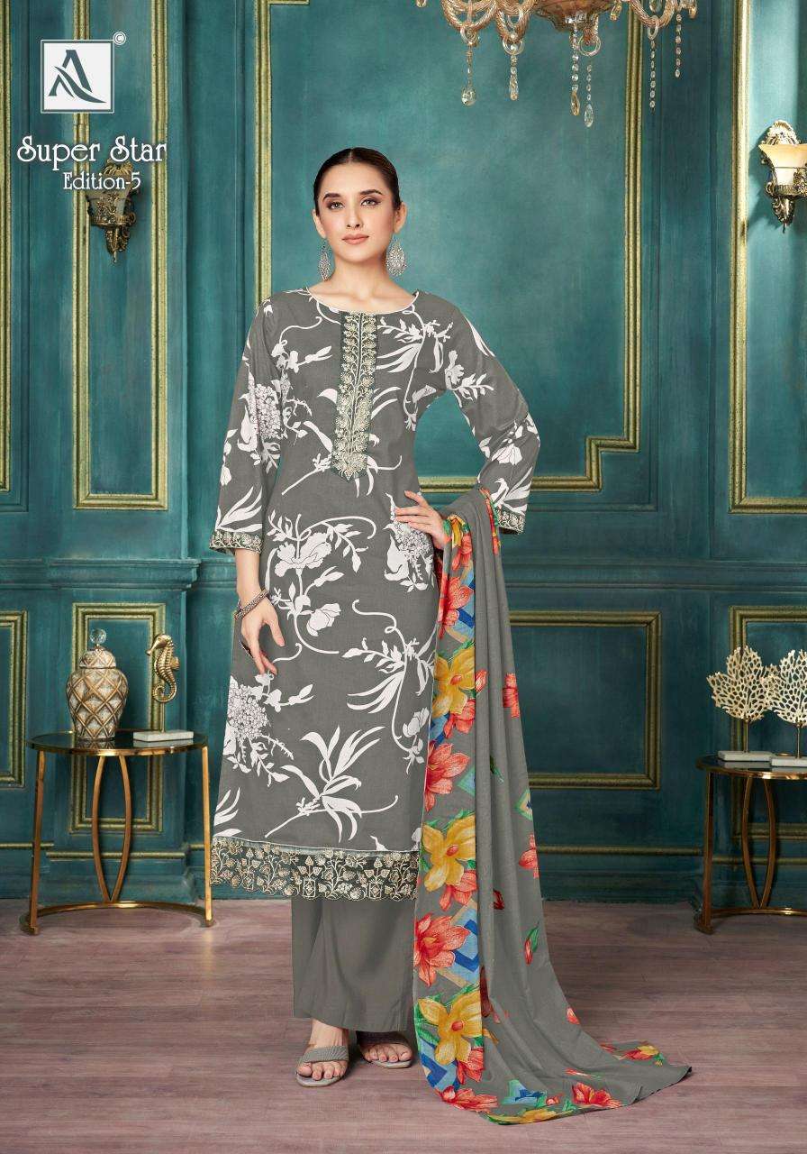 Alok suit super star 5 Unstitched dress materials wholesale