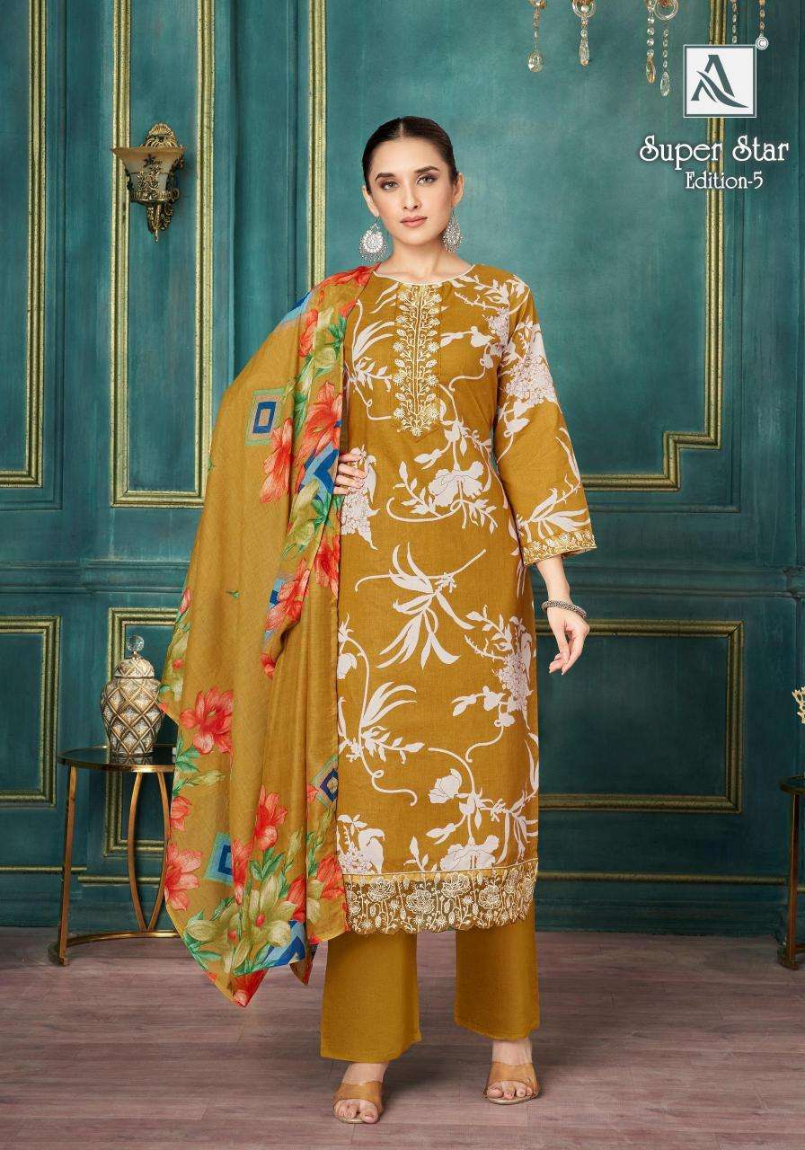 Alok suit super star 5 Unstitched dress materials wholesale
