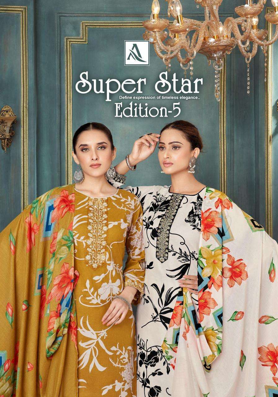 Alok suit super star 5 Unstitched dress materials wholesale