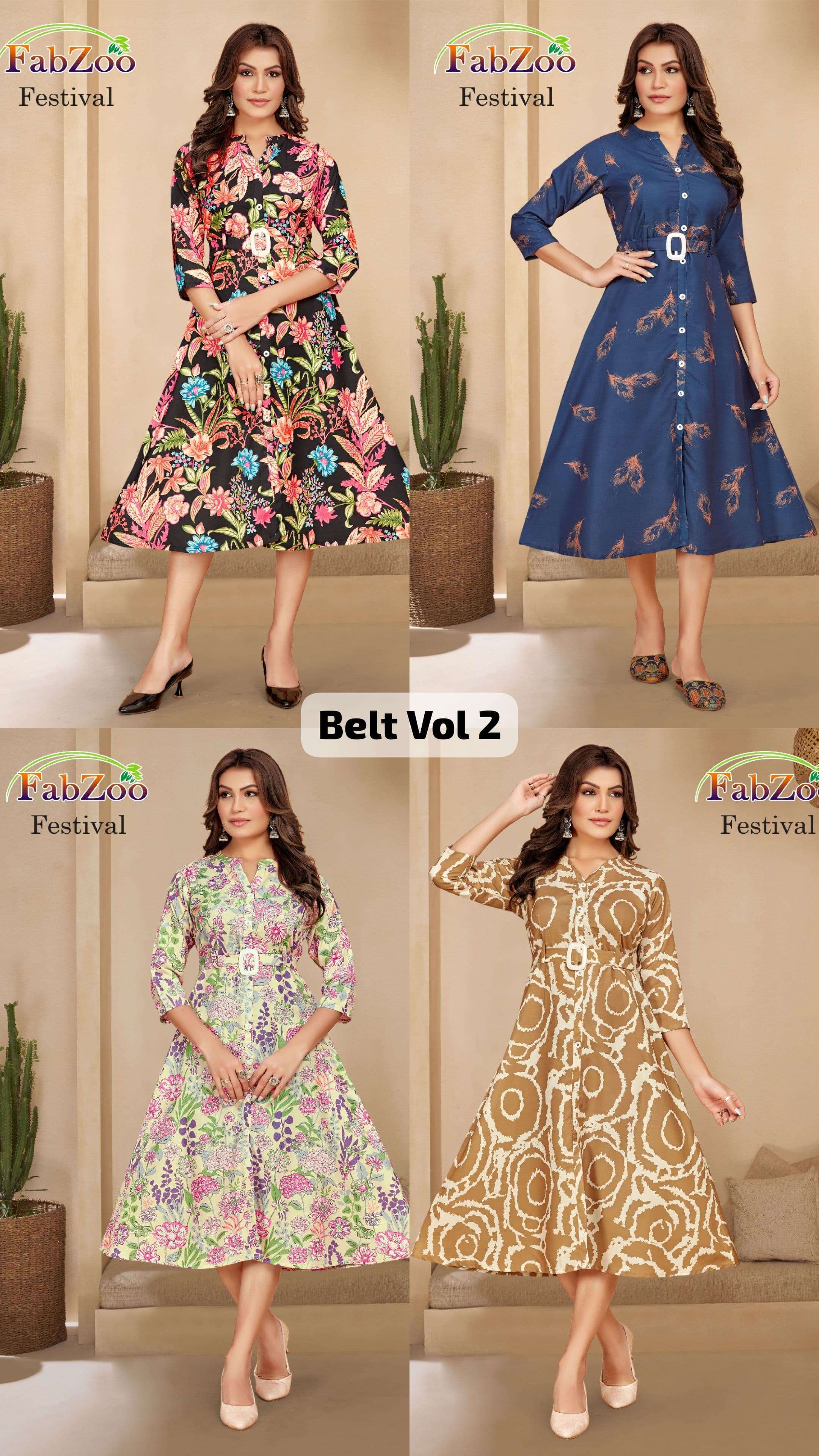 Belt vol 2 poly rayon printed Wholesale kurti market in Hyderabad