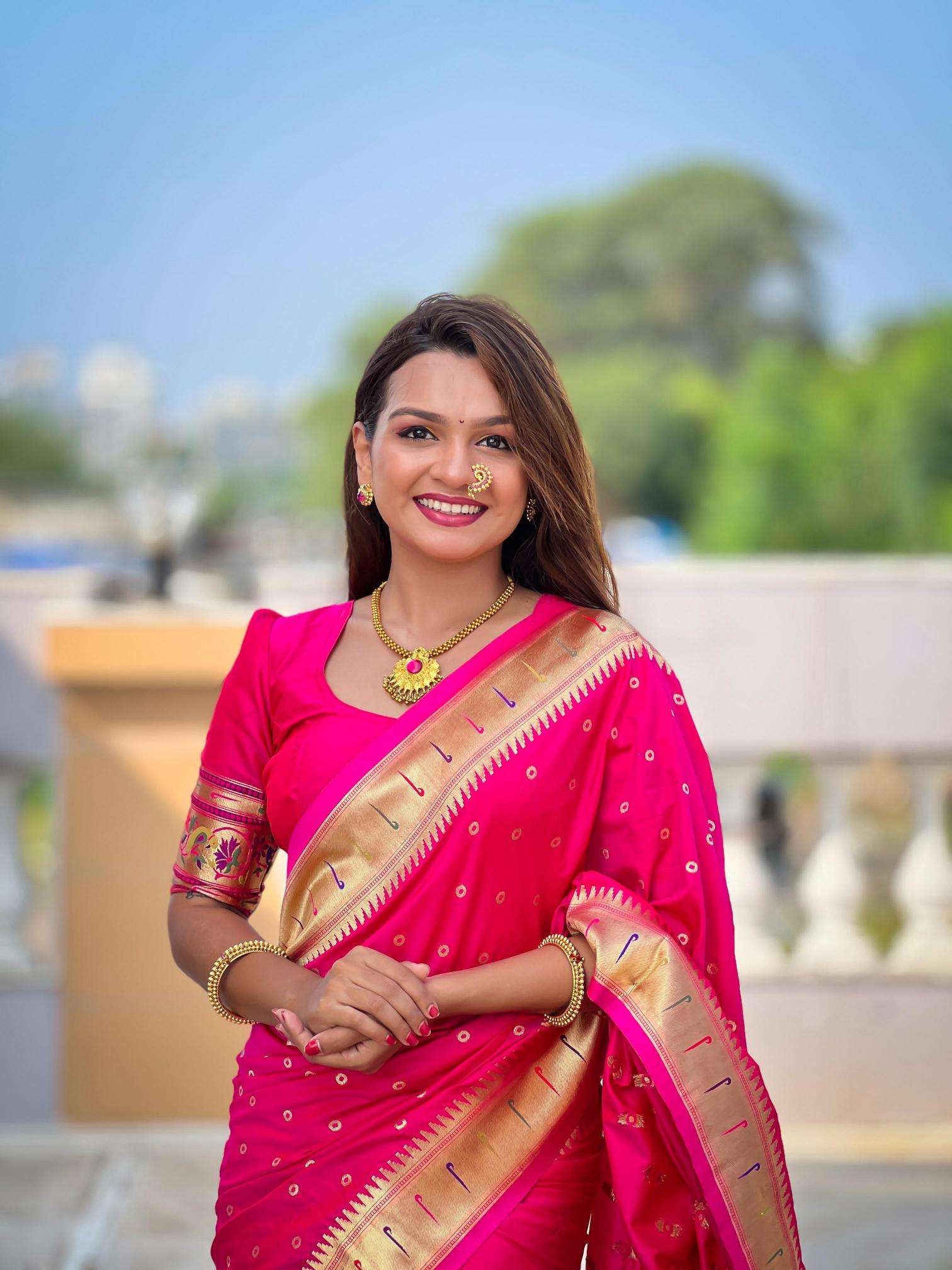 Bindi paithani soft silk zari Surat saree manufacturers