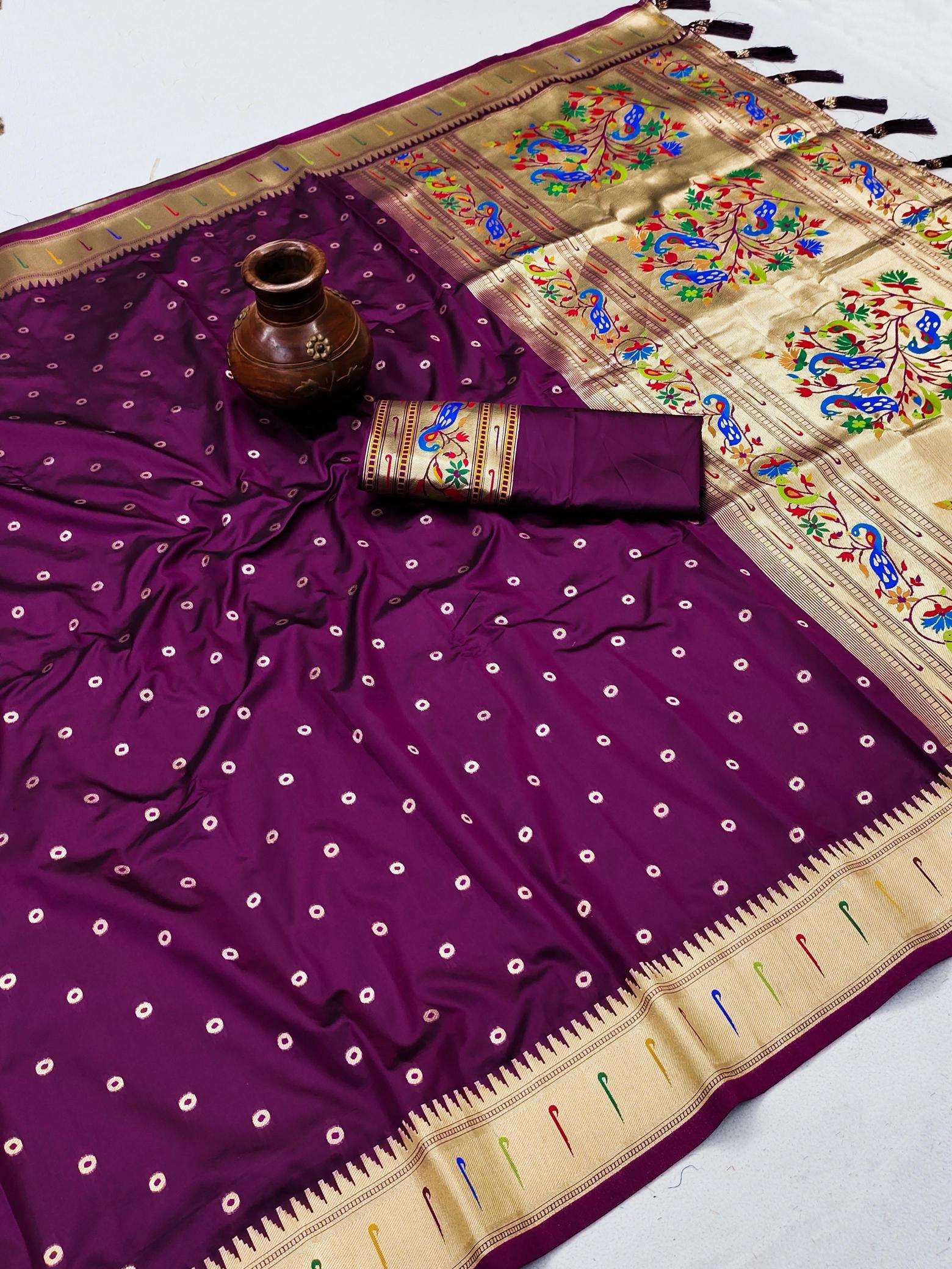 Bindi paithani soft silk zari Surat saree manufacturers