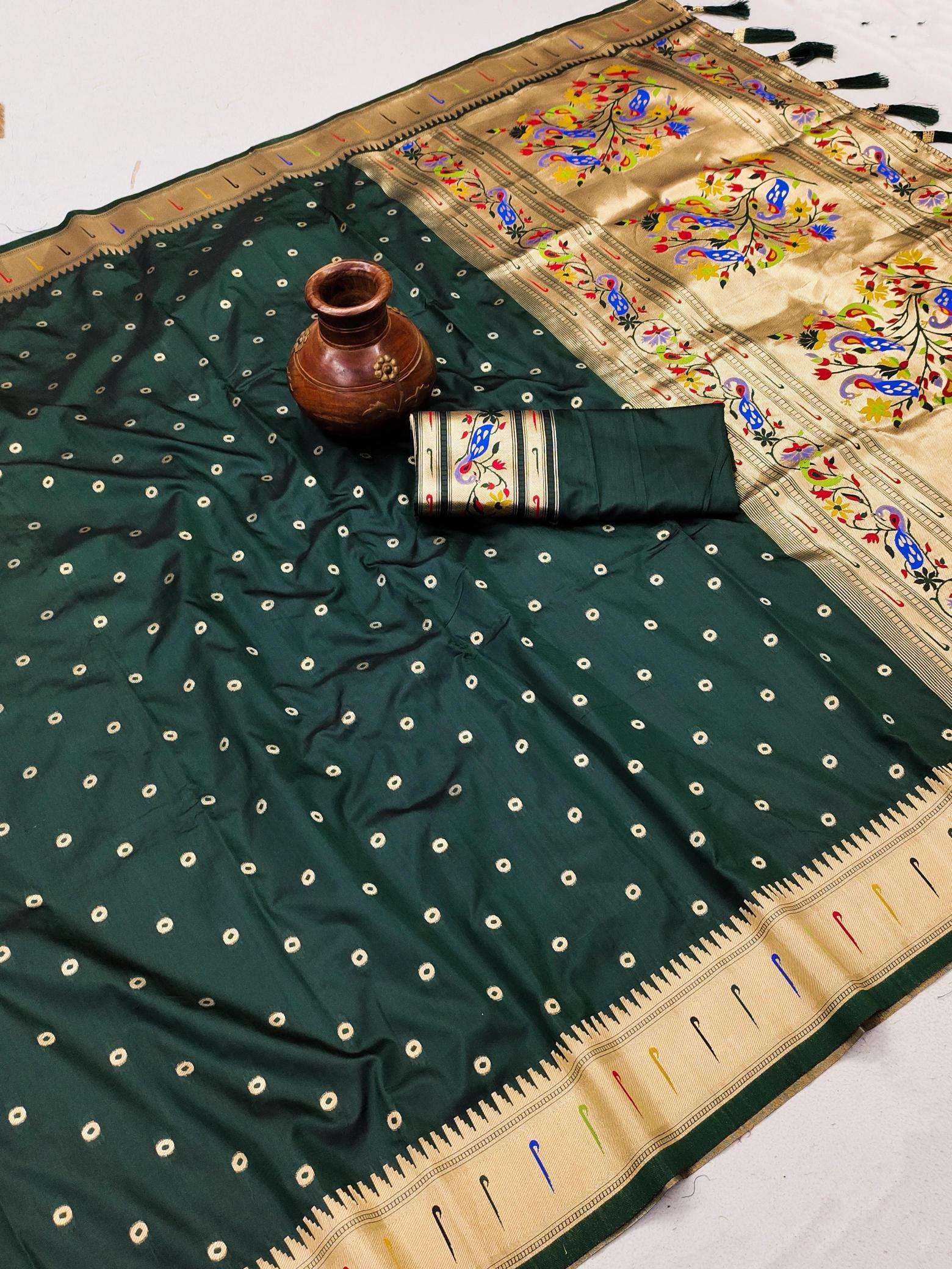 Bindi paithani soft silk zari Surat saree manufacturers