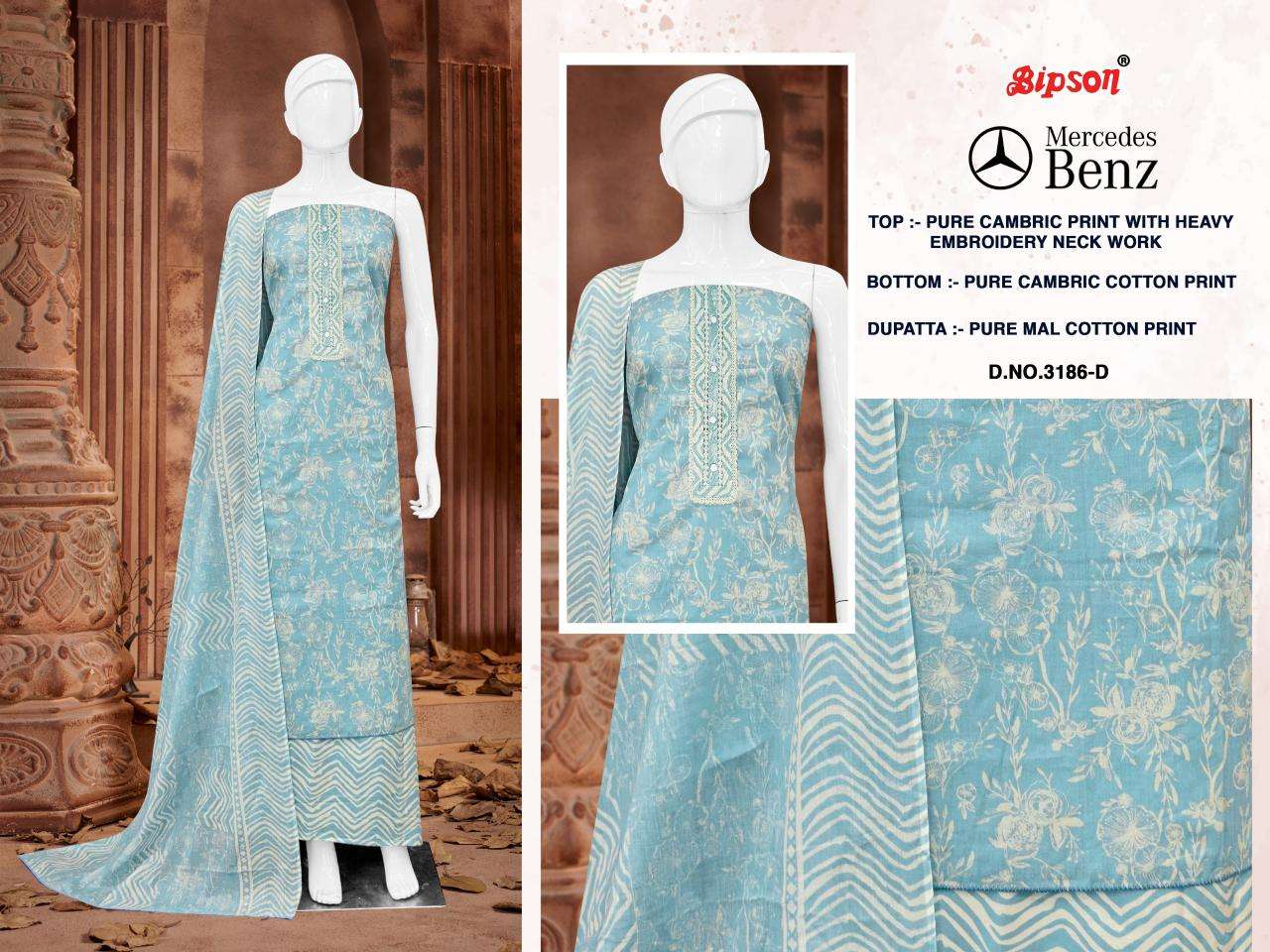 Bipson prints mercedes 3186 Online dress material shopping in Mumbai