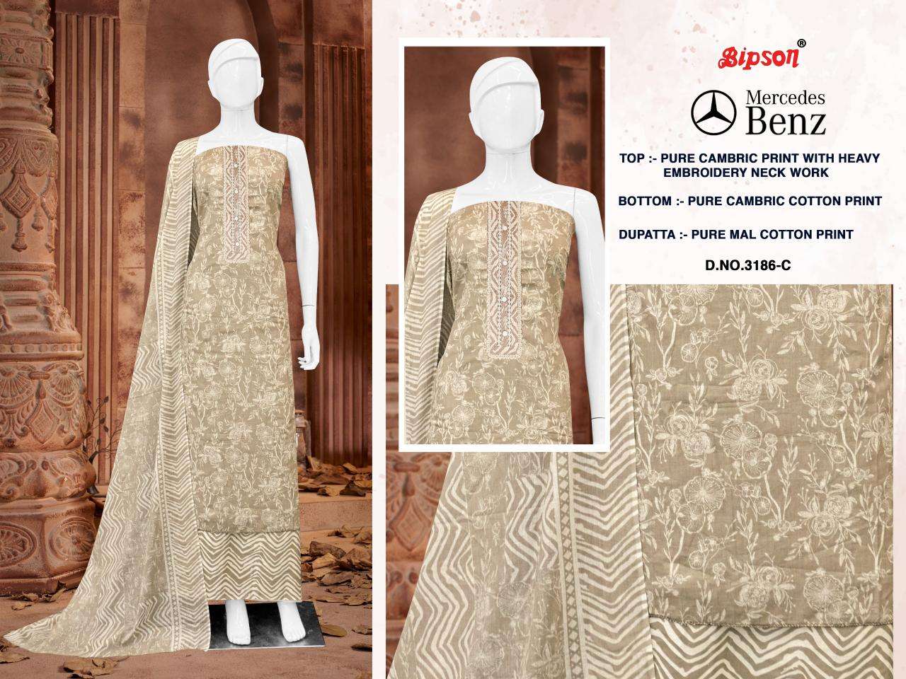 Bipson prints mercedes 3186 Online dress material shopping in Mumbai