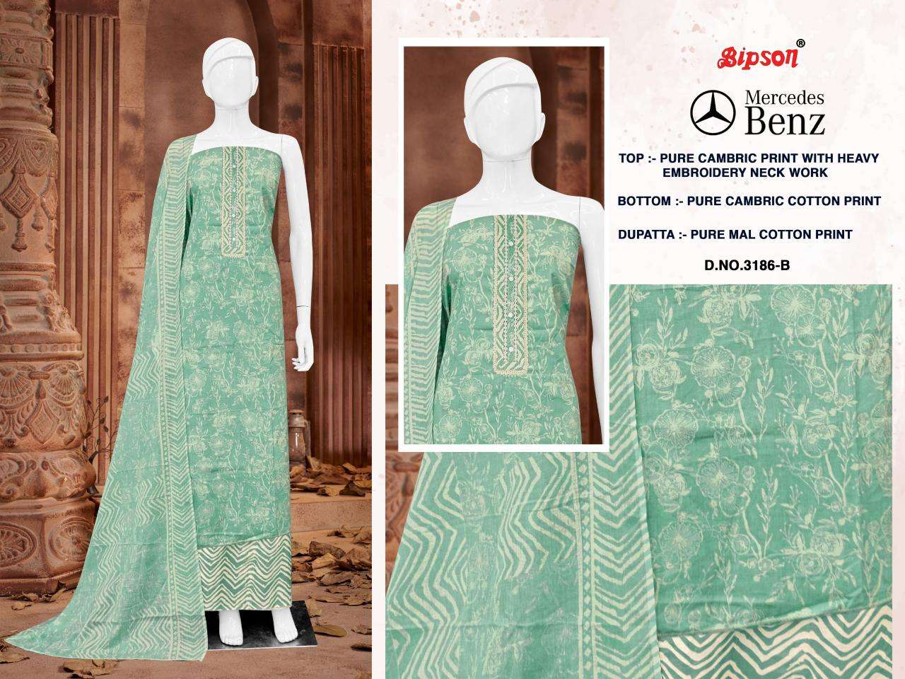 Bipson prints mercedes 3186 Online dress material shopping in Mumbai