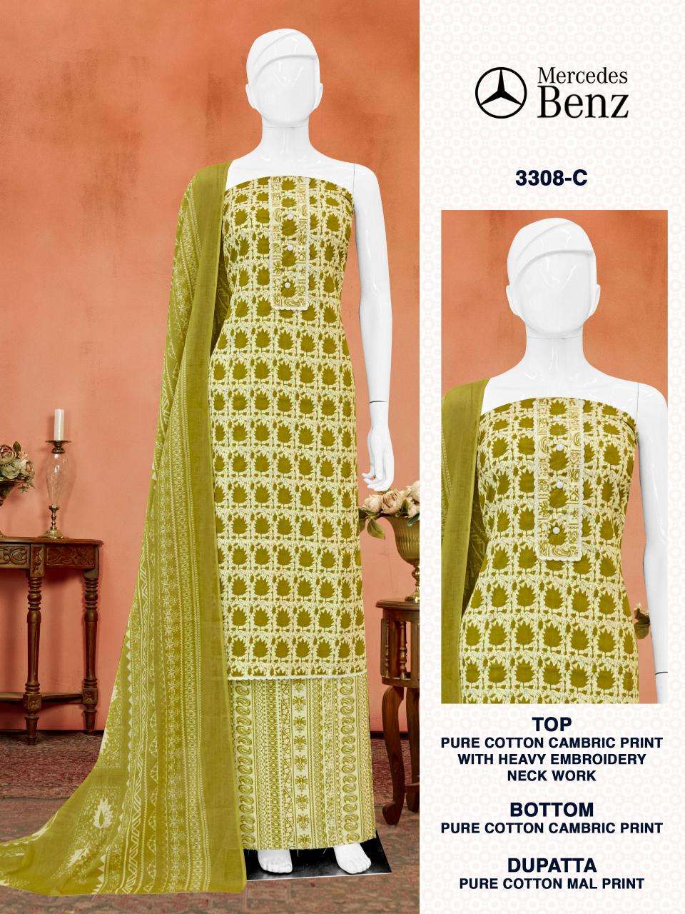 Bipson prints mercedes 3308 Dress material wholesale market in Kolkata