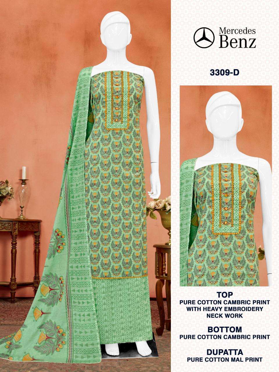 Bipson prints mercedes 3309 Wholesale dress materials suppliers in Kolkata