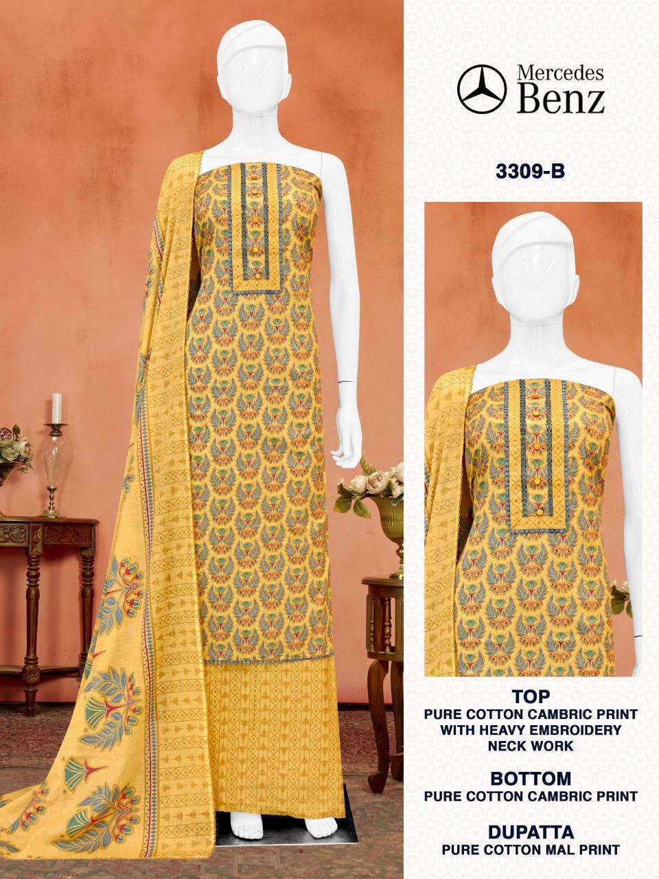 Bipson prints mercedes 3309 Wholesale dress materials suppliers in Kolkata