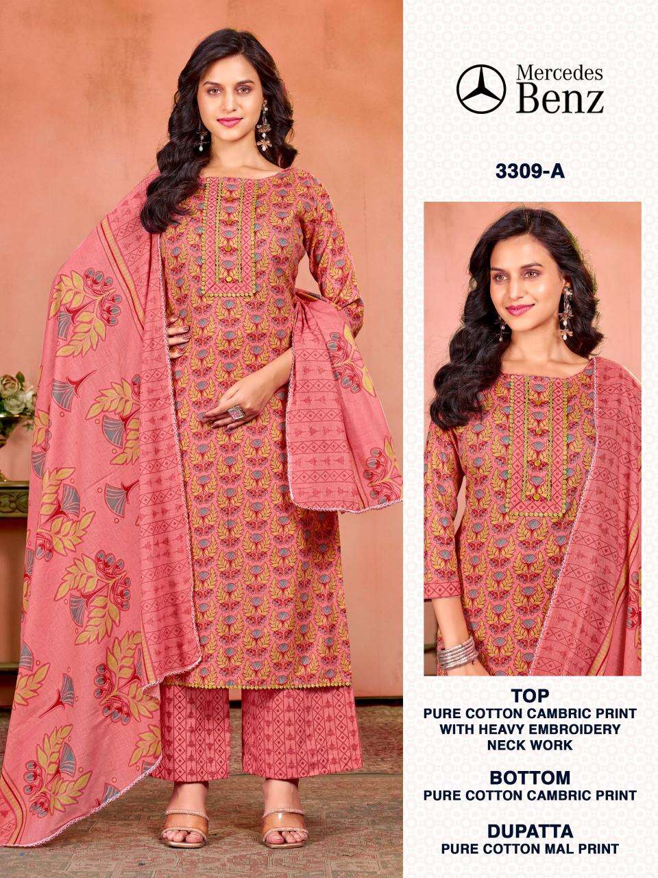 Bipson prints mercedes 3309 Wholesale dress materials suppliers in Kolkata