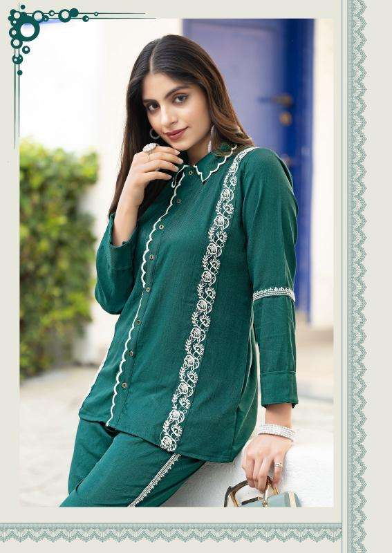 Clysi iris viscose slub coord sets Fancy Kurtis wholesaler in Ahmedabad