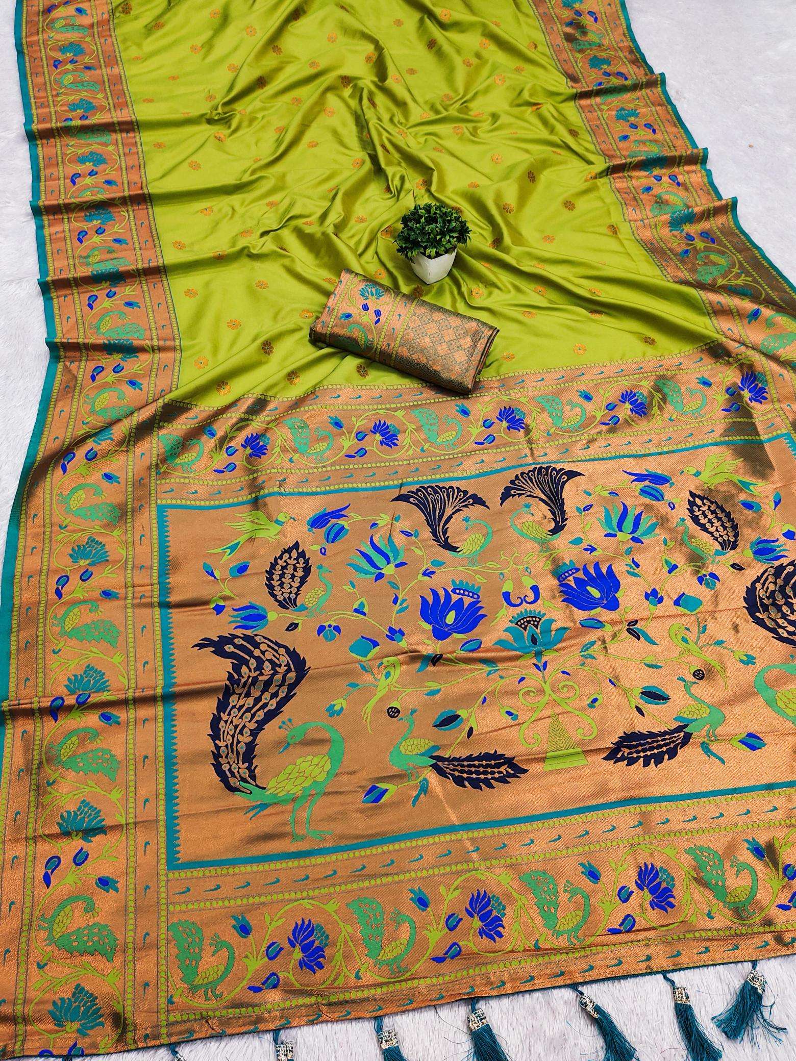 Coin paithani soft silk zari weawing meenakari  Wholesale saree market in Delhi