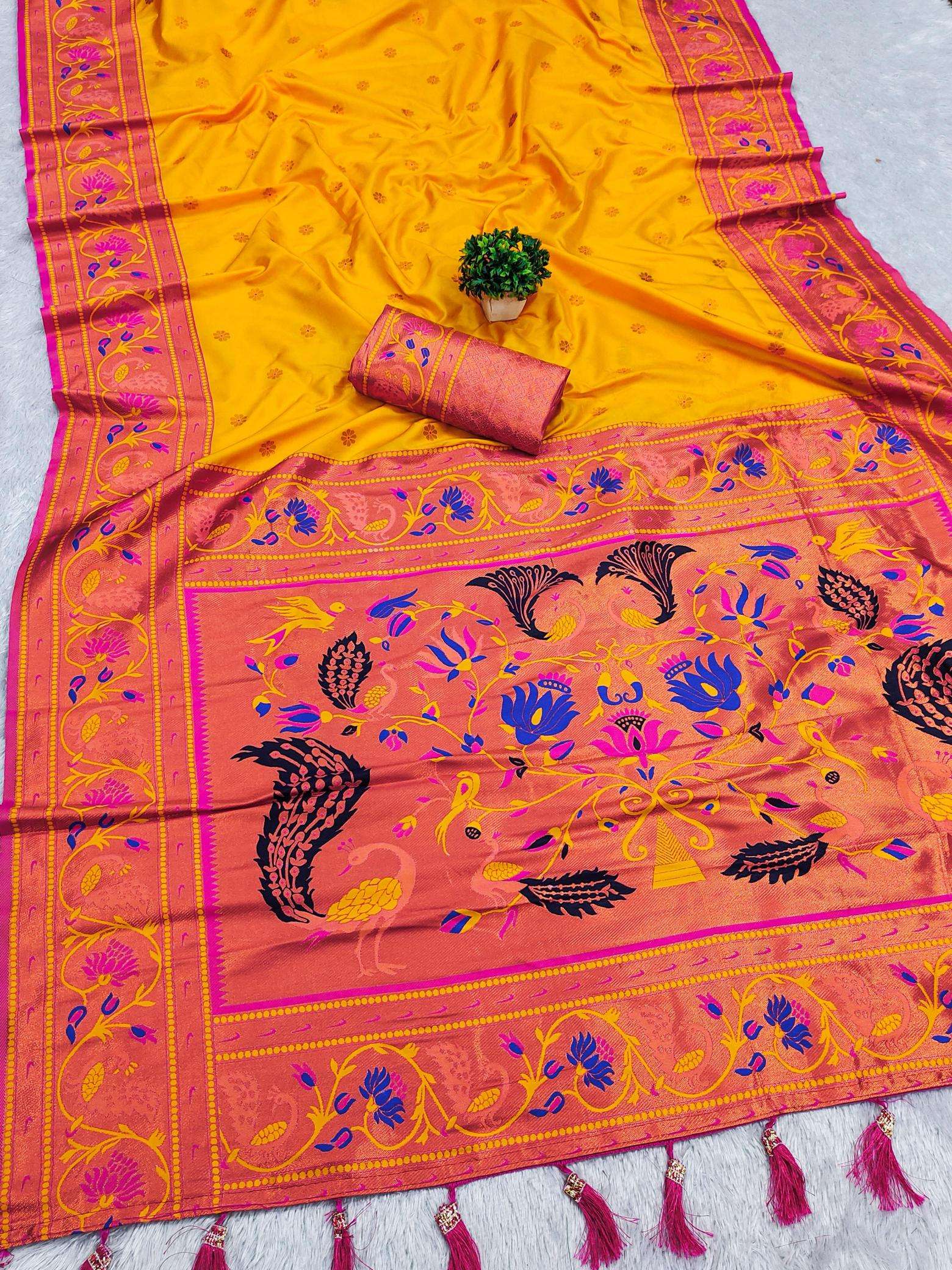 Coin paithani soft silk zari weawing meenakari  Wholesale saree market in Delhi