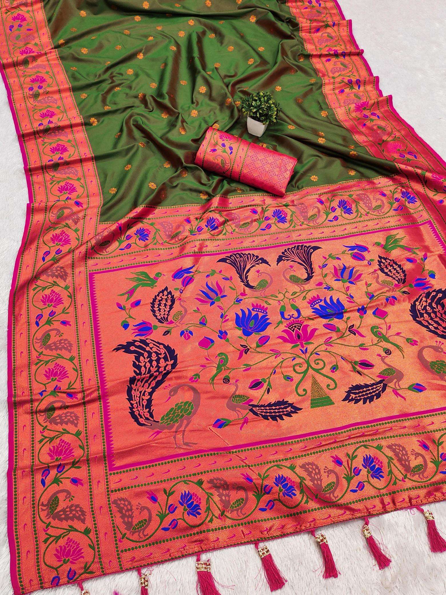 Coin paithani soft silk zari weawing meenakari  Wholesale saree market in Delhi