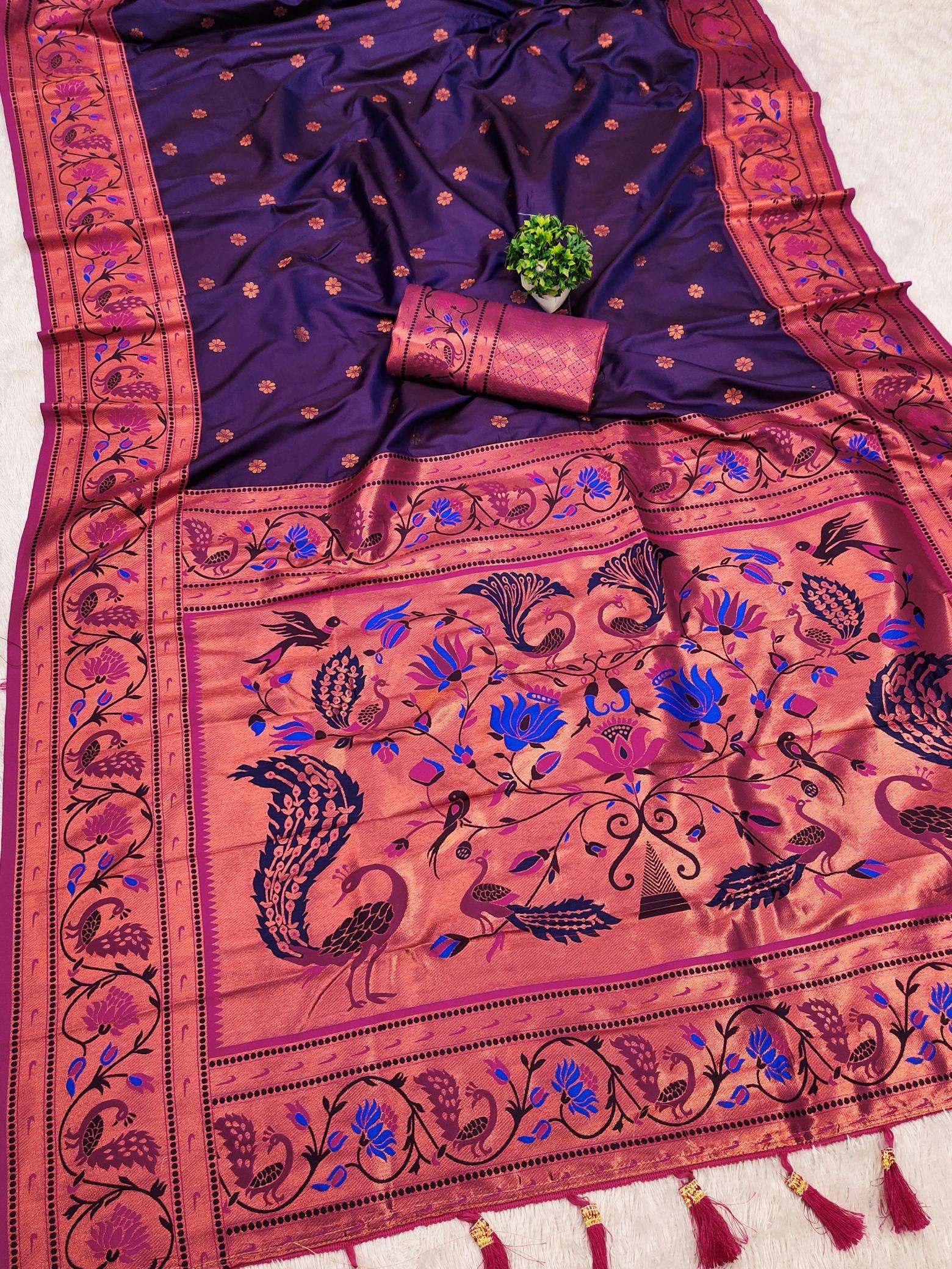 Coin paithani soft silk zari weawing meenakari  Wholesale saree market in Delhi