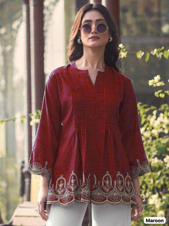 Ff heavy rayon slub short top Kurti manufacturers in Mumbai for boutique