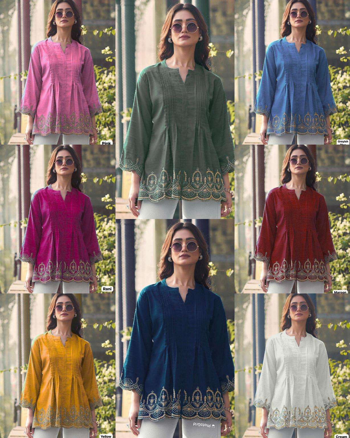 Ff heavy rayon slub short top Kurti manufacturers in Mumbai for boutique