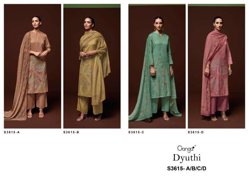 Ganga dyuthi 3615 Designer dress materials wholesale