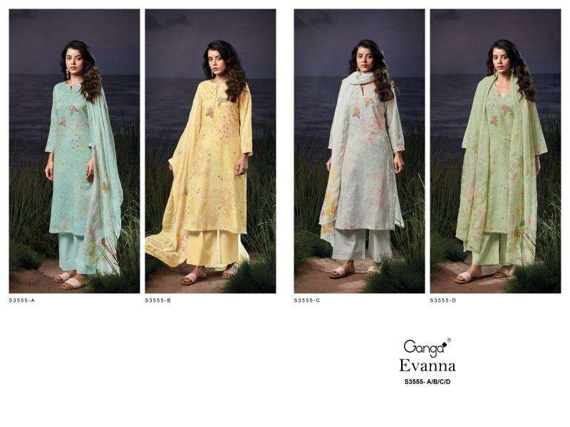 Ganga evanna 3555 Wholesale dress materials in Surat