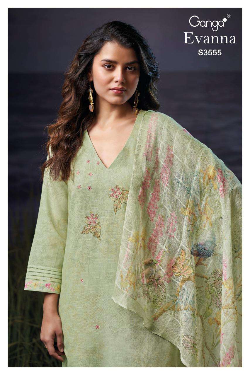 Ganga evanna 3555 Wholesale dress materials in Surat