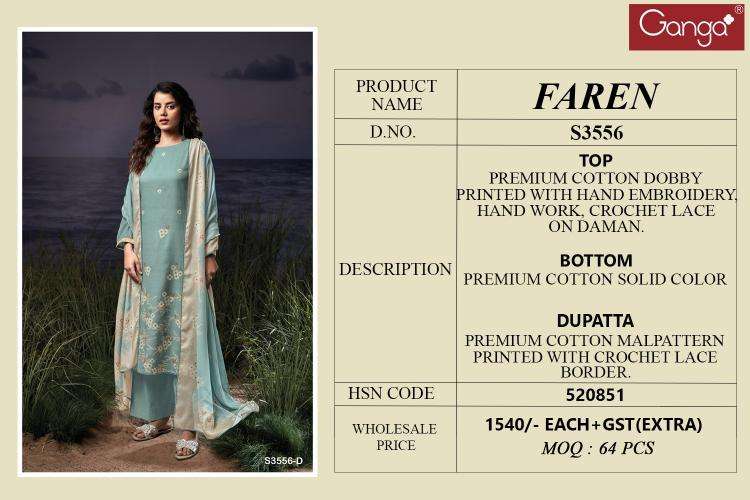 Ganga faren 3556 Wholesale dress materials