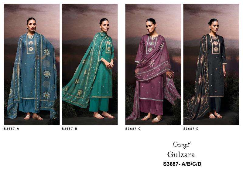 Ganga gulzara 3687 Designer dress materials in Mumbai