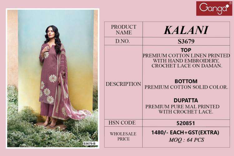 Ganga kalani 3679 Wholesale dress materials in Delhi