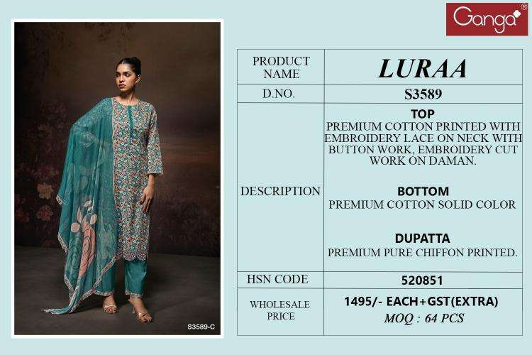 Ganga luraa 3589 Dress material wholesaler in Delhi